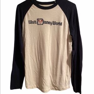 Disney Parks Blue/Cream Baseball Shirt Sz Small